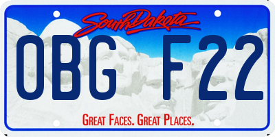 SD license plate 0BGF22