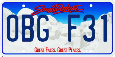 SD license plate 0BGF31