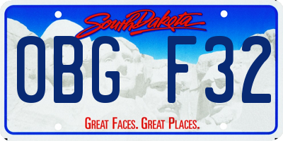 SD license plate 0BGF32