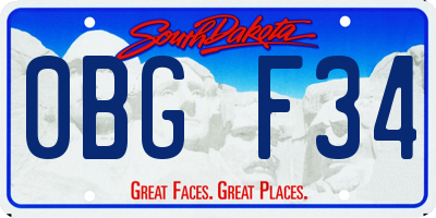SD license plate 0BGF34