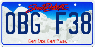 SD license plate 0BGF38