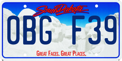SD license plate 0BGF39