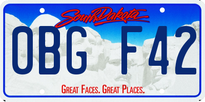 SD license plate 0BGF42