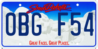 SD license plate 0BGF54