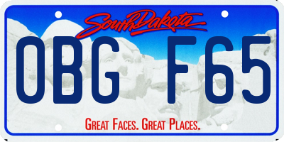 SD license plate 0BGF65