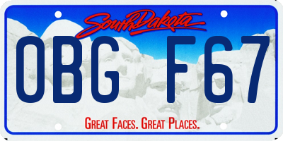 SD license plate 0BGF67