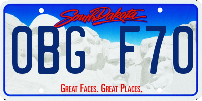 SD license plate 0BGF70
