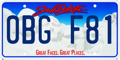 SD license plate 0BGF81