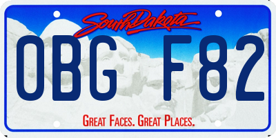 SD license plate 0BGF82