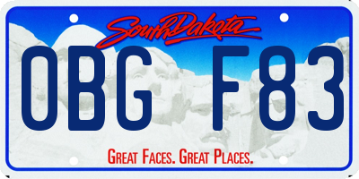 SD license plate 0BGF83
