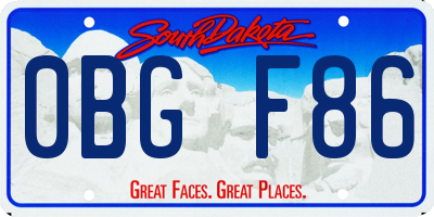 SD license plate 0BGF86
