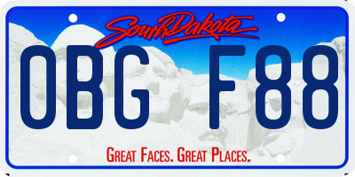 SD license plate 0BGF88