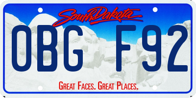 SD license plate 0BGF92