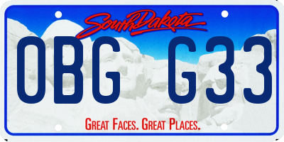 SD license plate 0BGG33