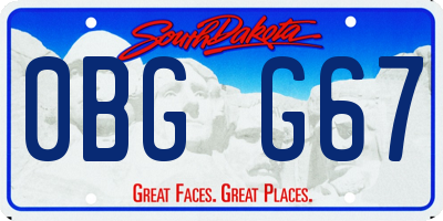 SD license plate 0BGG67