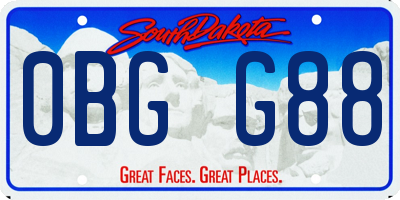 SD license plate 0BGG88