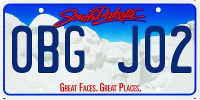 SD license plate 0BGJ02