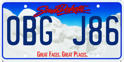 SD license plate 0BGJ86