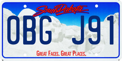 SD license plate 0BGJ91