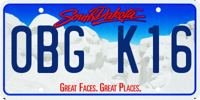 SD license plate 0BGK16