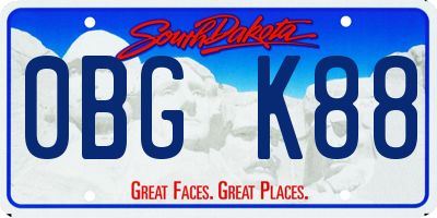 SD license plate 0BGK88