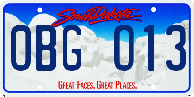 SD license plate 0BGO13