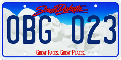 SD license plate 0BGO23