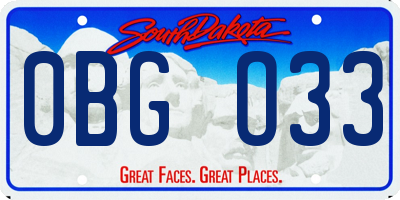SD license plate 0BGO33
