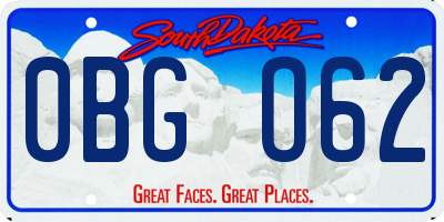 SD license plate 0BGO62