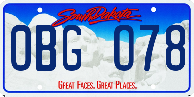 SD license plate 0BGO78