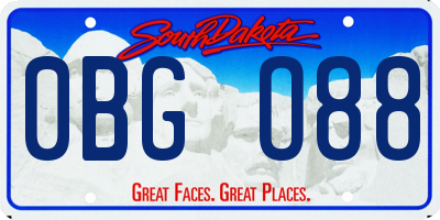 SD license plate 0BGO88