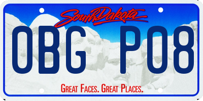 SD license plate 0BGP08