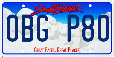 SD license plate 0BGP80