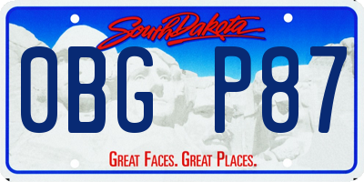 SD license plate 0BGP87