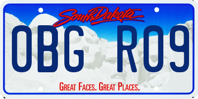 SD license plate 0BGR09