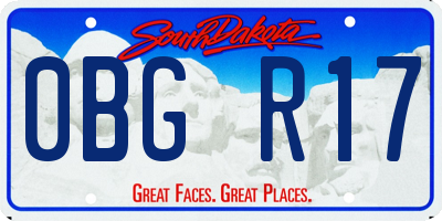 SD license plate 0BGR17