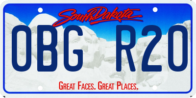 SD license plate 0BGR20