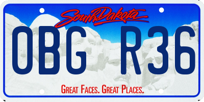 SD license plate 0BGR36