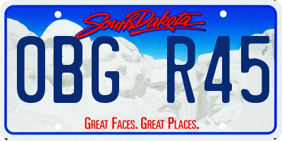 SD license plate 0BGR45