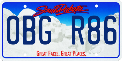 SD license plate 0BGR86