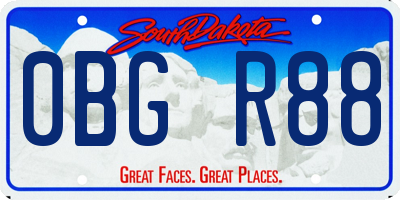 SD license plate 0BGR88