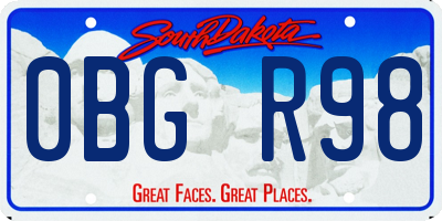 SD license plate 0BGR98
