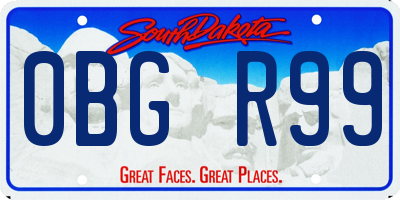 SD license plate 0BGR99
