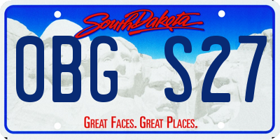 SD license plate 0BGS27