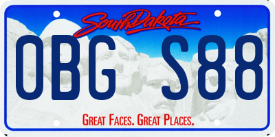 SD license plate 0BGS88