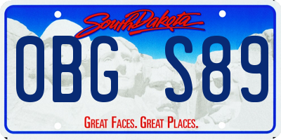 SD license plate 0BGS89