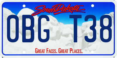 SD license plate 0BGT38