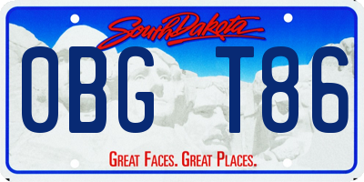 SD license plate 0BGT86