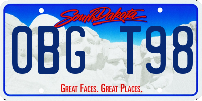 SD license plate 0BGT98