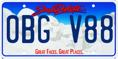 SD license plate 0BGV88